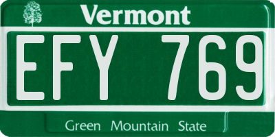 VT license plate EFY769