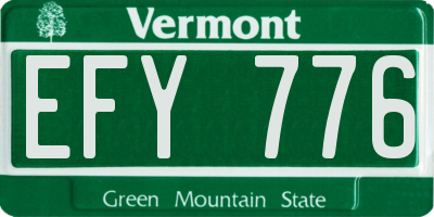 VT license plate EFY776