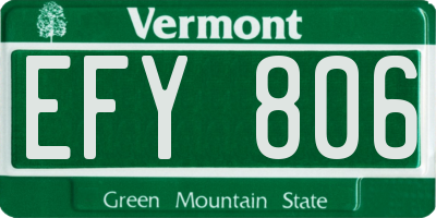 VT license plate EFY806