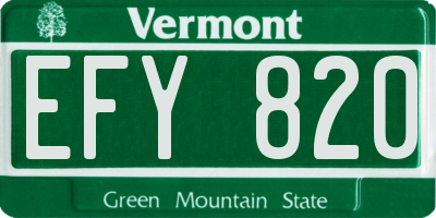 VT license plate EFY820
