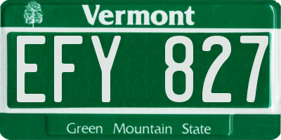 VT license plate EFY827
