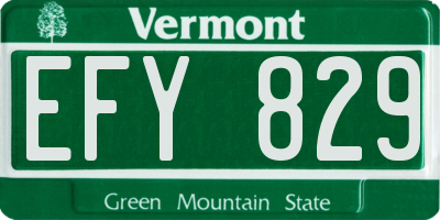 VT license plate EFY829