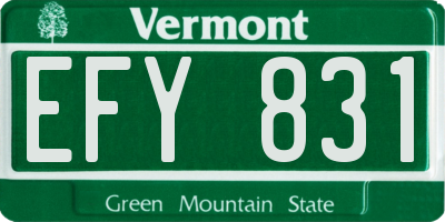 VT license plate EFY831