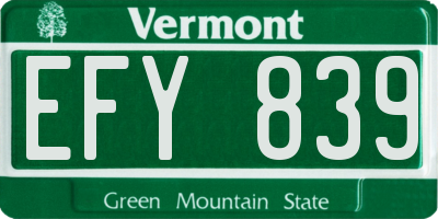 VT license plate EFY839