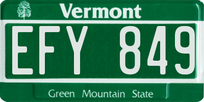 VT license plate EFY849