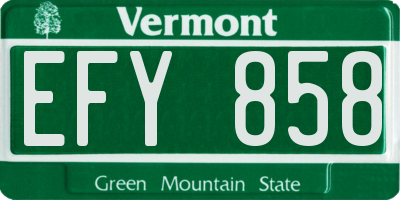 VT license plate EFY858