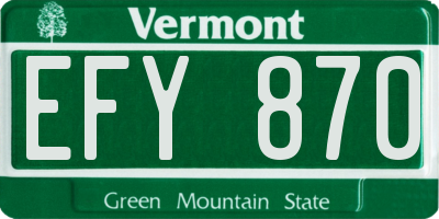 VT license plate EFY870