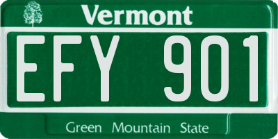 VT license plate EFY901