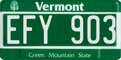 VT license plate EFY903