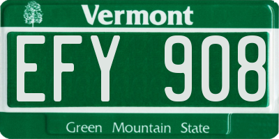 VT license plate EFY908