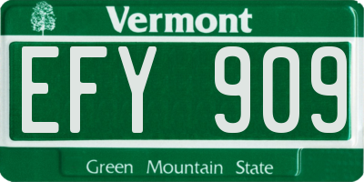 VT license plate EFY909