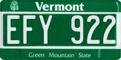 VT license plate EFY922