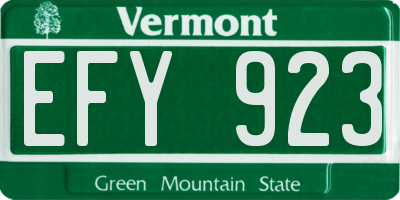 VT license plate EFY923