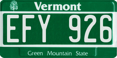 VT license plate EFY926