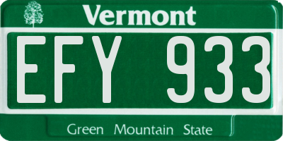 VT license plate EFY933