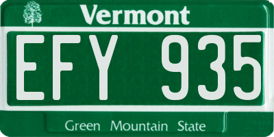 VT license plate EFY935