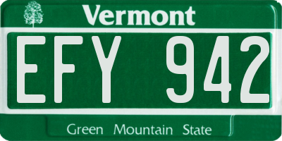 VT license plate EFY942