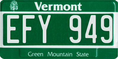 VT license plate EFY949