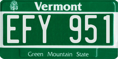 VT license plate EFY951