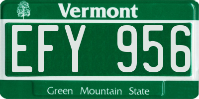 VT license plate EFY956