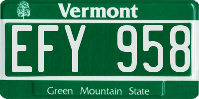 VT license plate EFY958