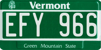 VT license plate EFY966