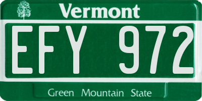 VT license plate EFY972