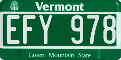 VT license plate EFY978