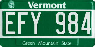 VT license plate EFY984