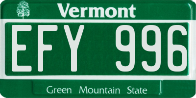 VT license plate EFY996