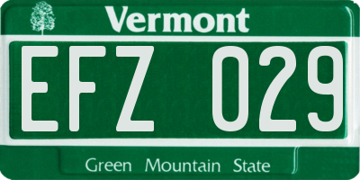 VT license plate EFZ029