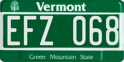 VT license plate EFZ068