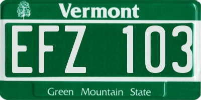 VT license plate EFZ103