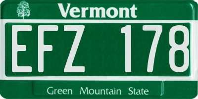 VT license plate EFZ178