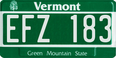 VT license plate EFZ183