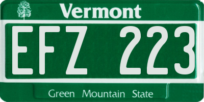 VT license plate EFZ223