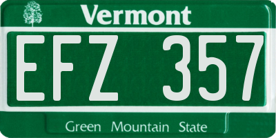 VT license plate EFZ357