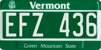 VT license plate EFZ436