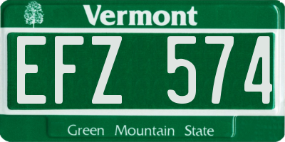 VT license plate EFZ574