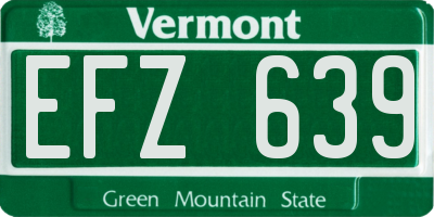 VT license plate EFZ639