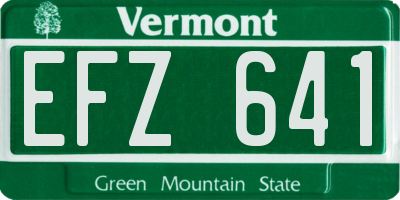 VT license plate EFZ641