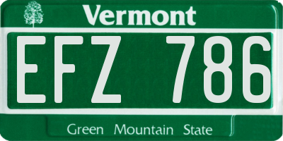 VT license plate EFZ786
