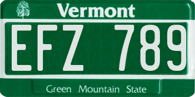 VT license plate EFZ789