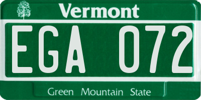 VT license plate EGA072