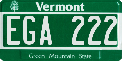 VT license plate EGA222