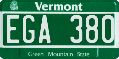 VT license plate EGA380