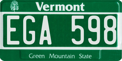 VT license plate EGA598