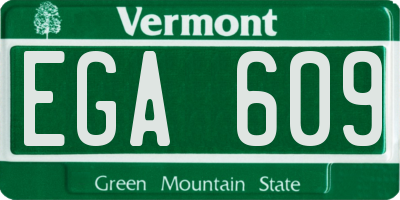 VT license plate EGA609
