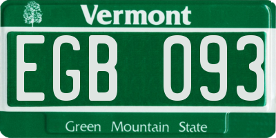 VT license plate EGB093