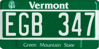 VT license plate EGB347